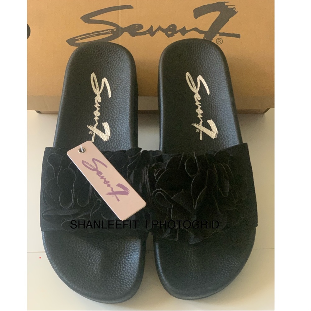 Black Ruffle Didi Slide New In Box With Tags